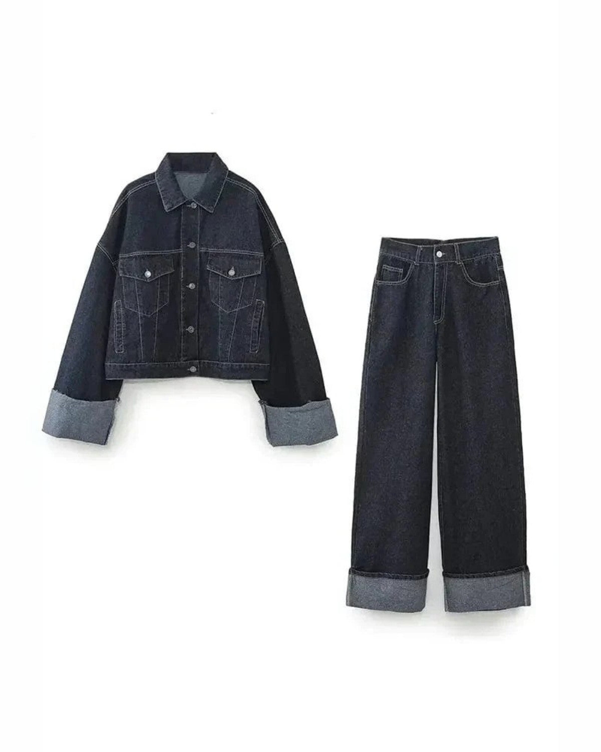 Ortrud - Damen Twin Set aus Denim komfortabel & elegant