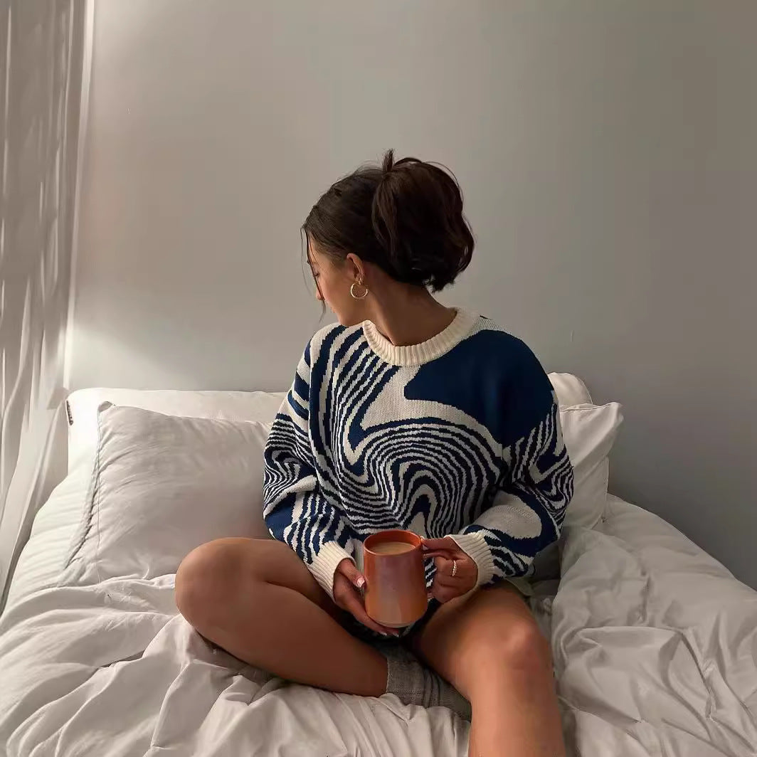 Frieda – Weiter Pullover Mit Innovativem Wellenmuster