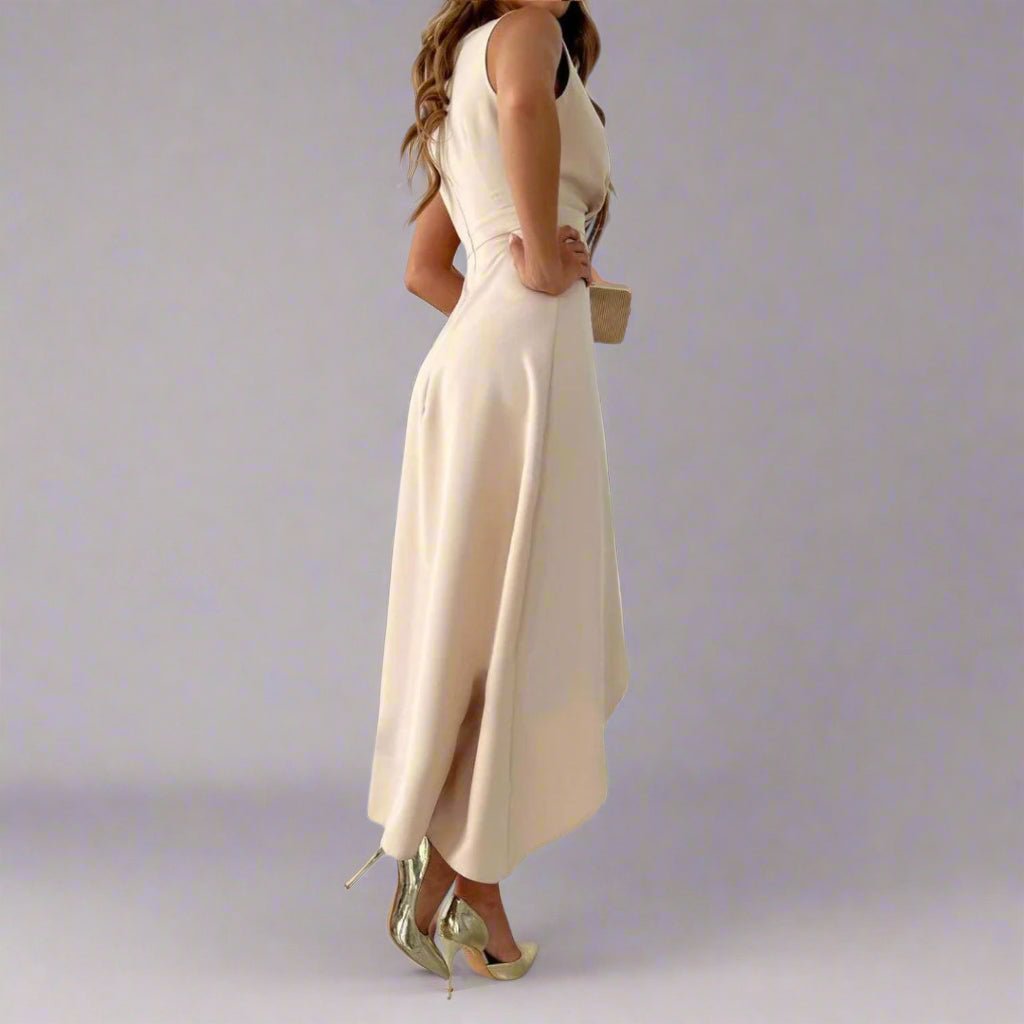 Daphne – Midikleid Damen Elegant Tailliert Glänzend 2