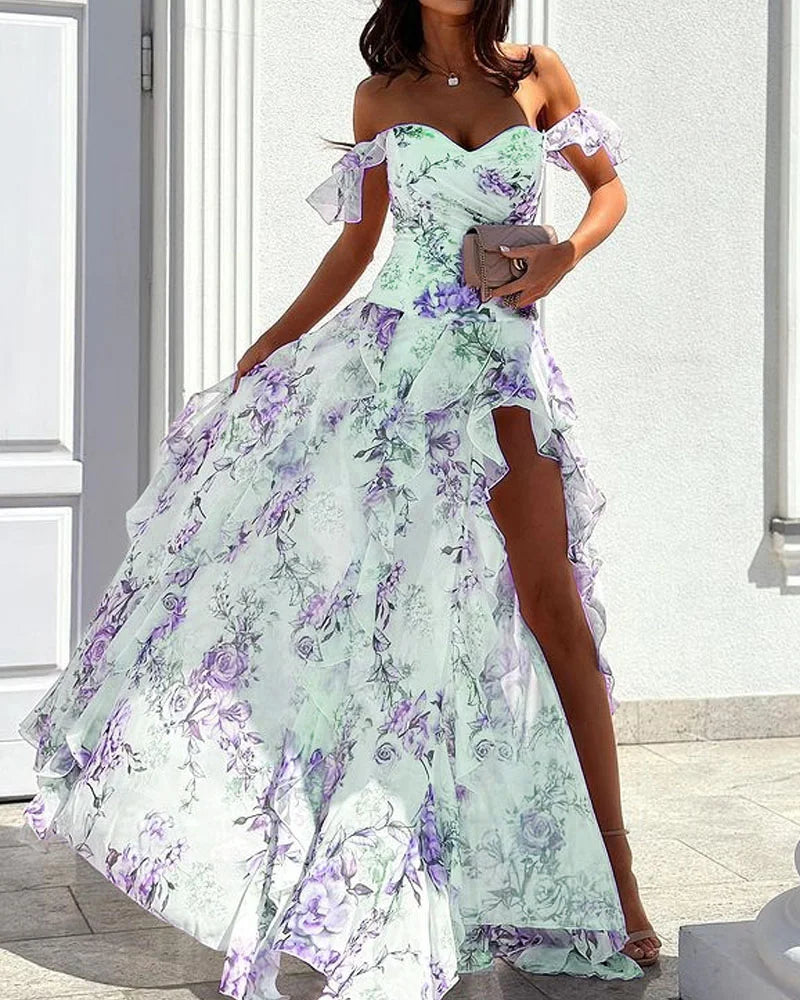 Daria – Elegantes Kleid mit Blumenmuster Lila