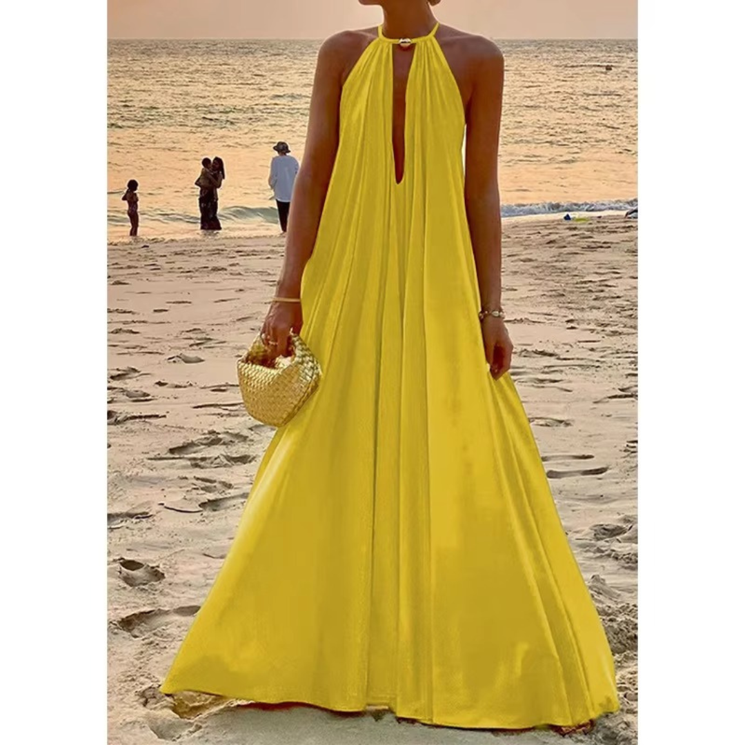 Davina – Plissee Kleid mit One-Shoulder-Design Gelb