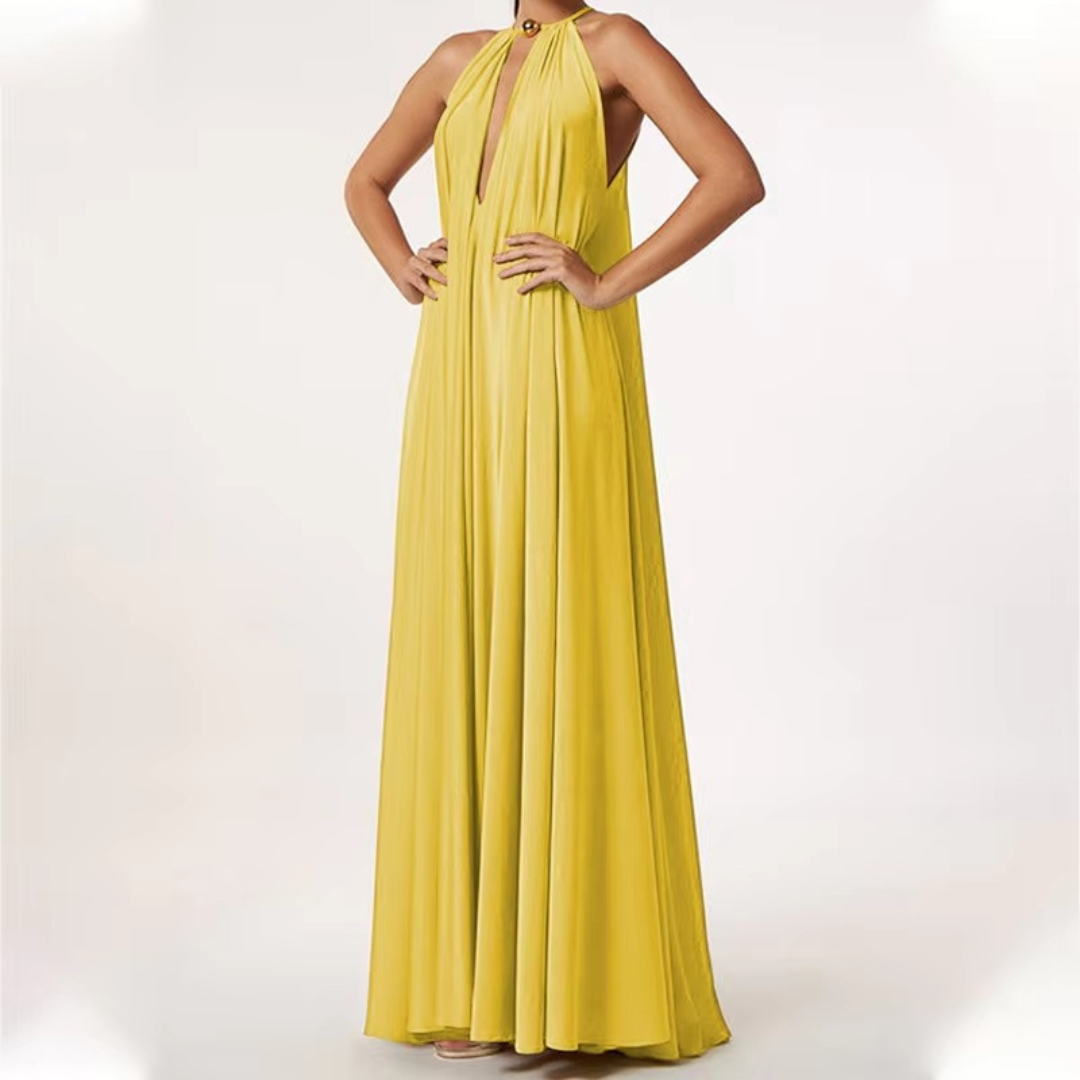 Davina – Plissee Kleid mit One-Shoulder-Design Gelb 2