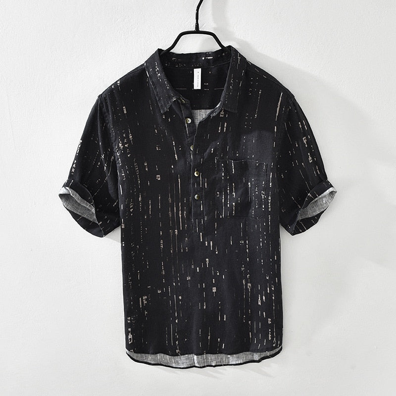 Davor - Weißes Herrenhemd mit Textur Schwarz