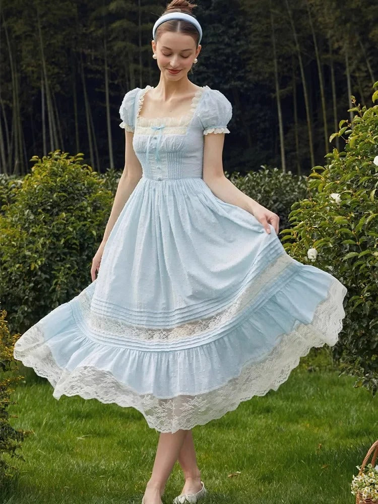 Delia – Romantisches Nostalgie-Kleid für Damen Hellblau 5