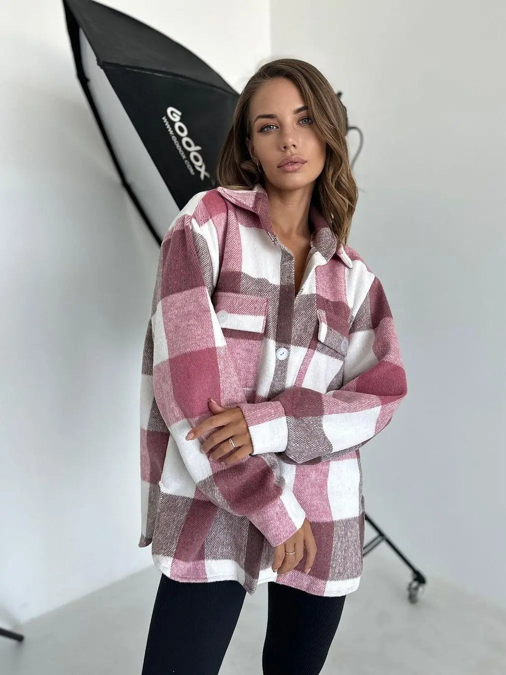 Demetra - Damen Herbst Karo Jacke Rosa