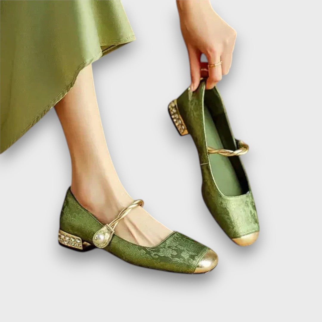 Dilisha – Elegante Ballerinas mit Vintage-Charme Grün
