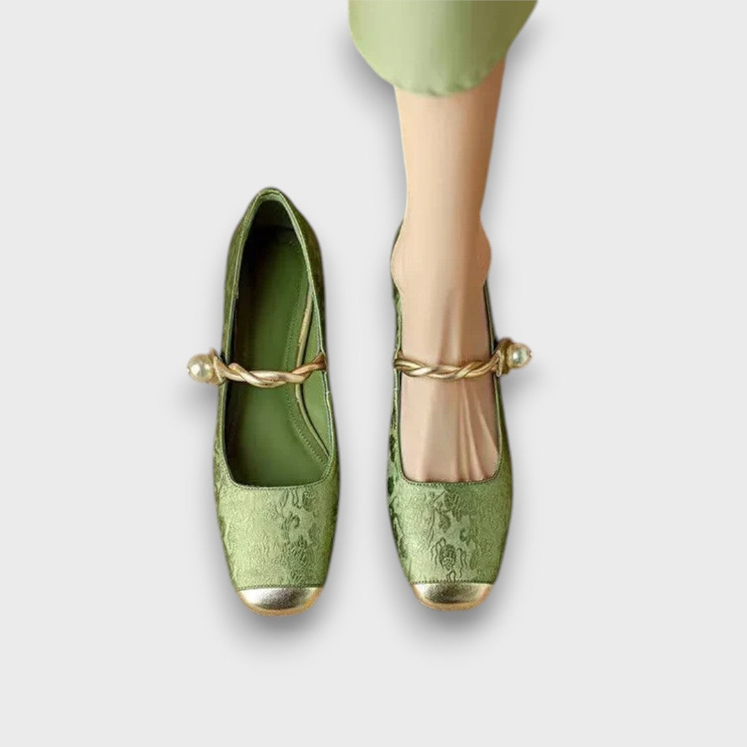 Dilisha – Elegante Ballerinas mit Vintage-Charme Grün 2