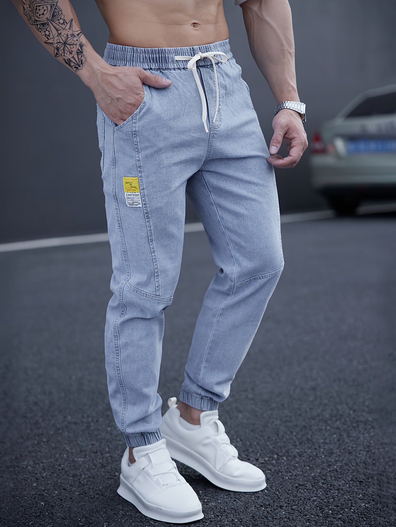 Djamal – Herren Jogger Jeans im Denim Look Blau