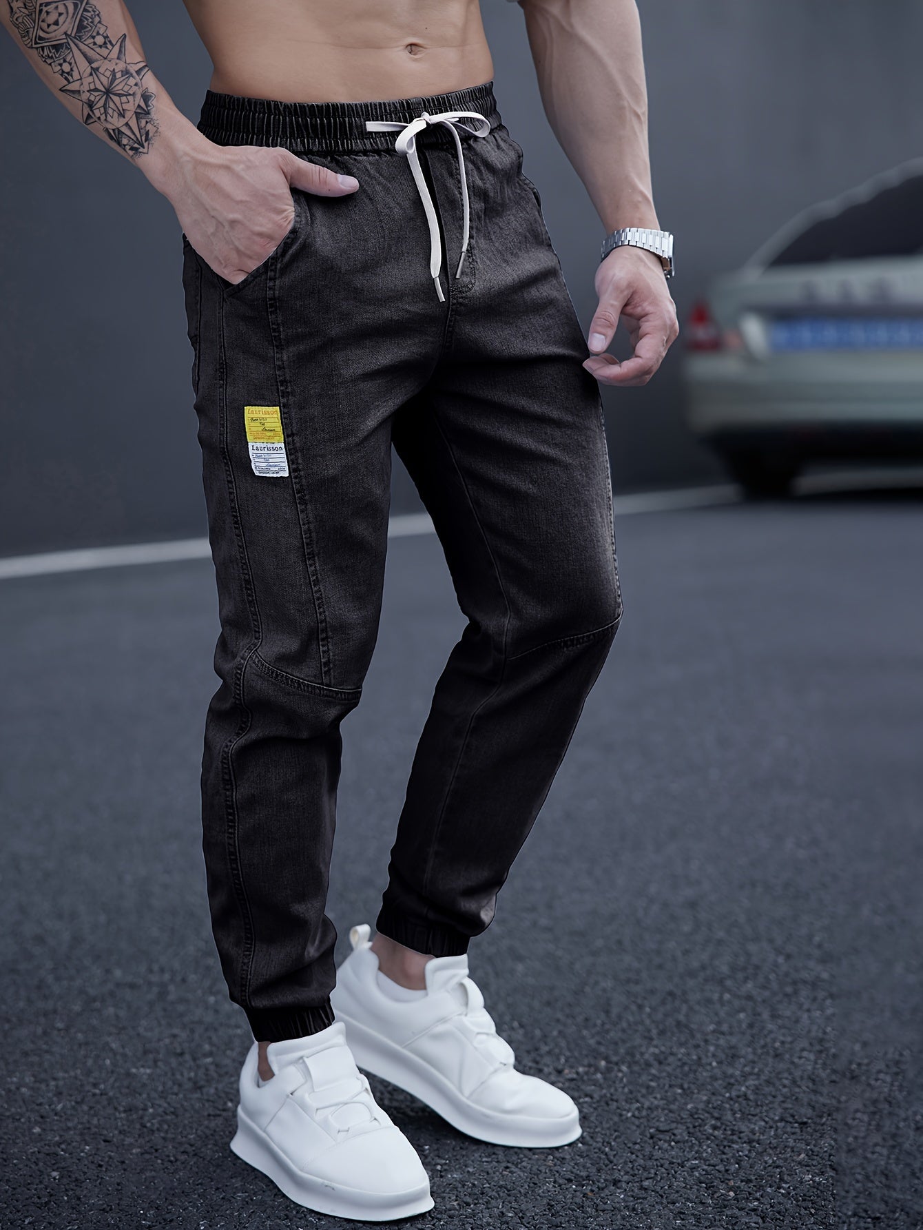 Djamal – Herren Jogger Jeans im Denim Look Schwarz