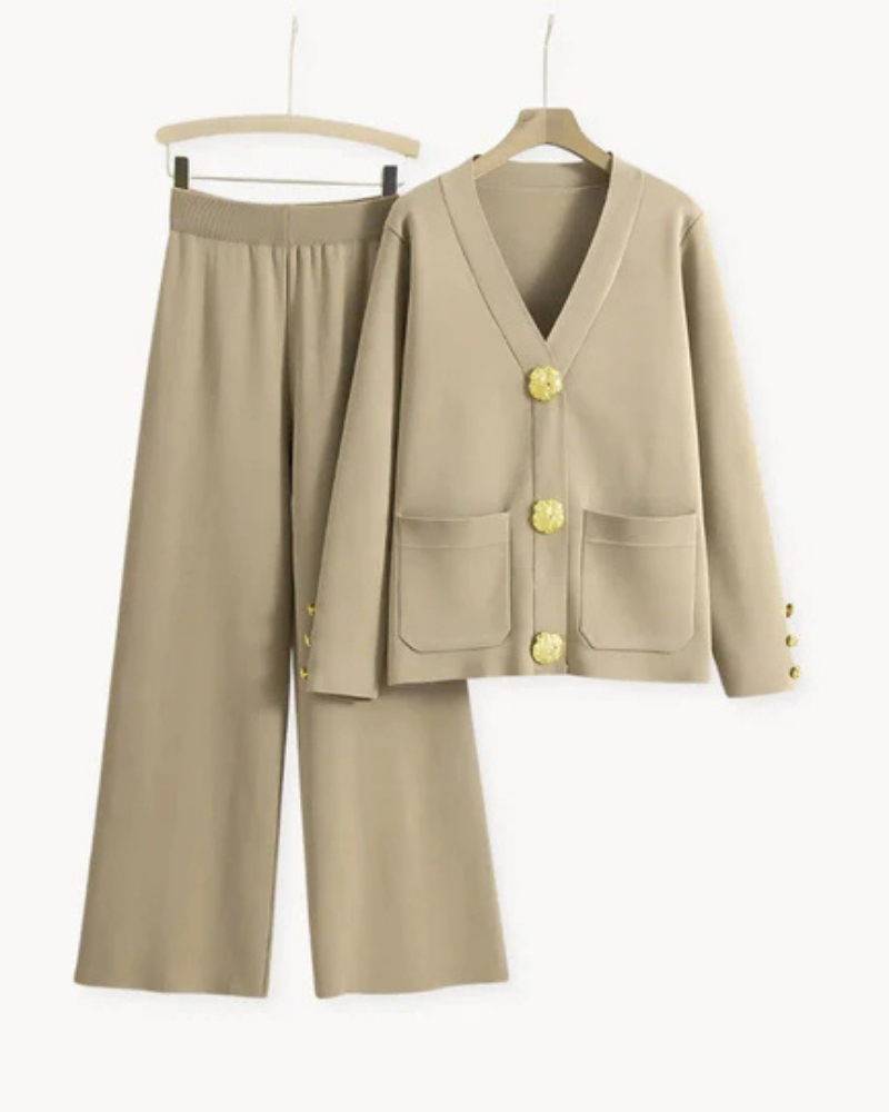Doren – Elegantes Set aus Strick Beige