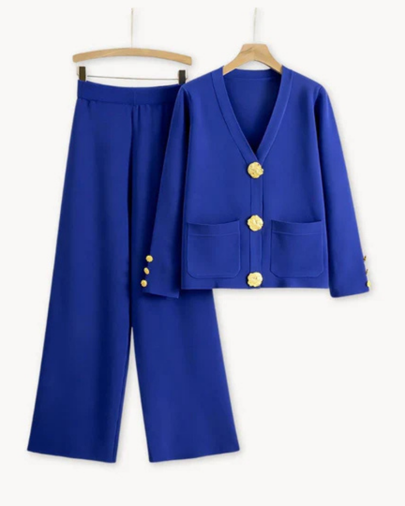 Doren – Elegantes Set aus Strick Blau