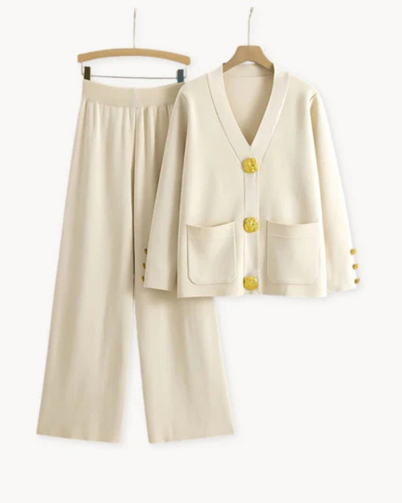 Doren – Elegantes Set aus Strick Creme