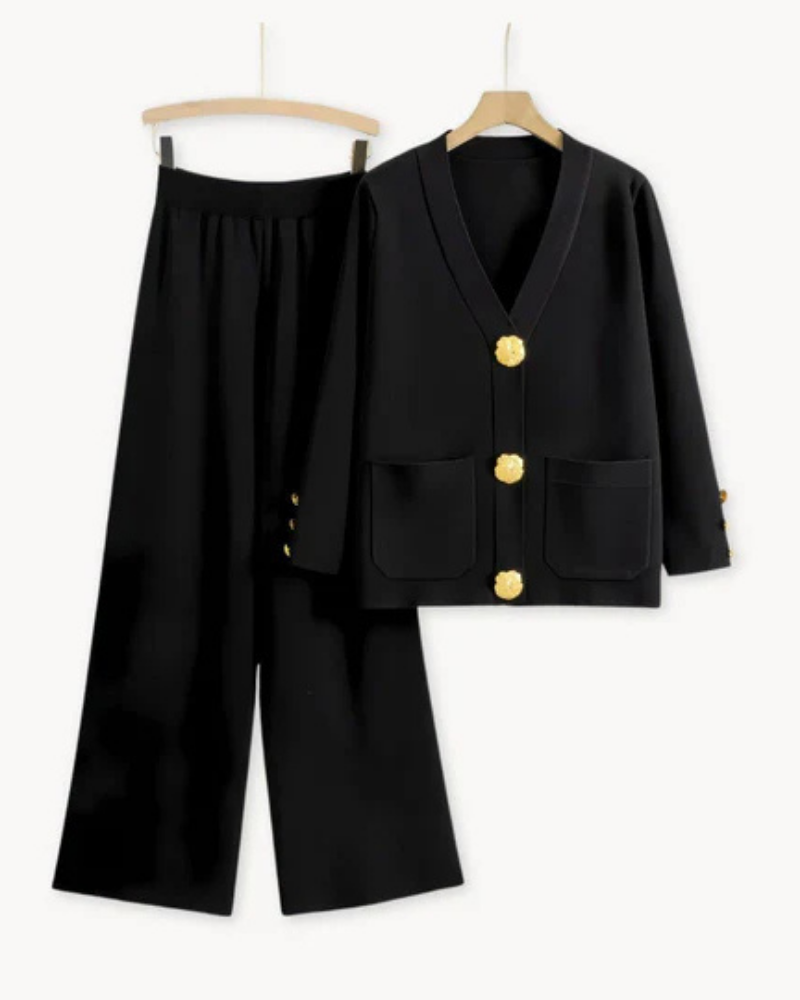 Doren – Elegantes Set aus Strick Schwarz