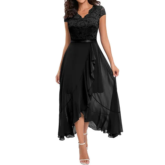 Dorina – Rosafarbenes Flatterkleid mit Leichtigkeit Schwarz 2