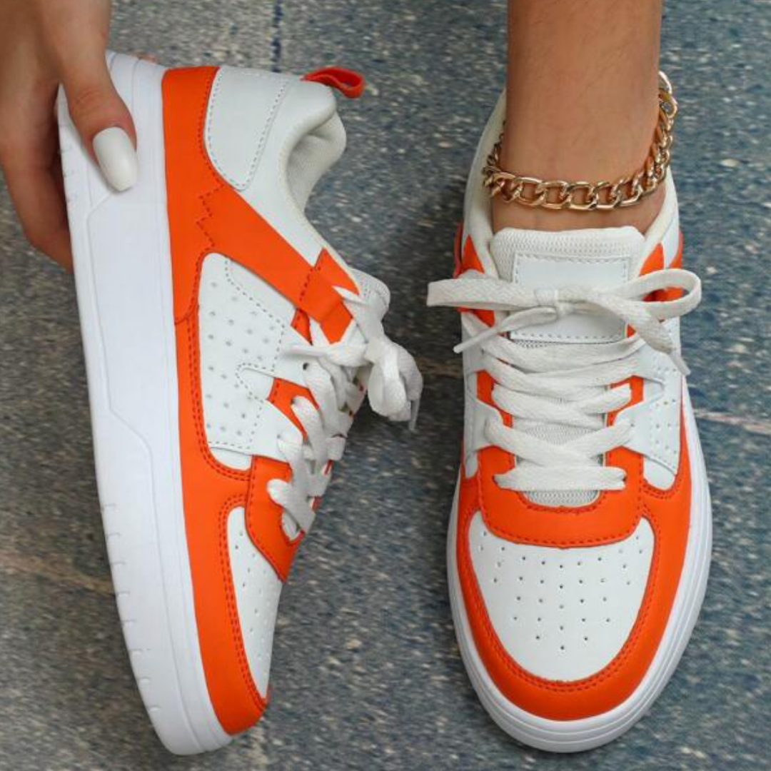 Eika – Damen Schnürsneaker mit dicker Sohle Orange