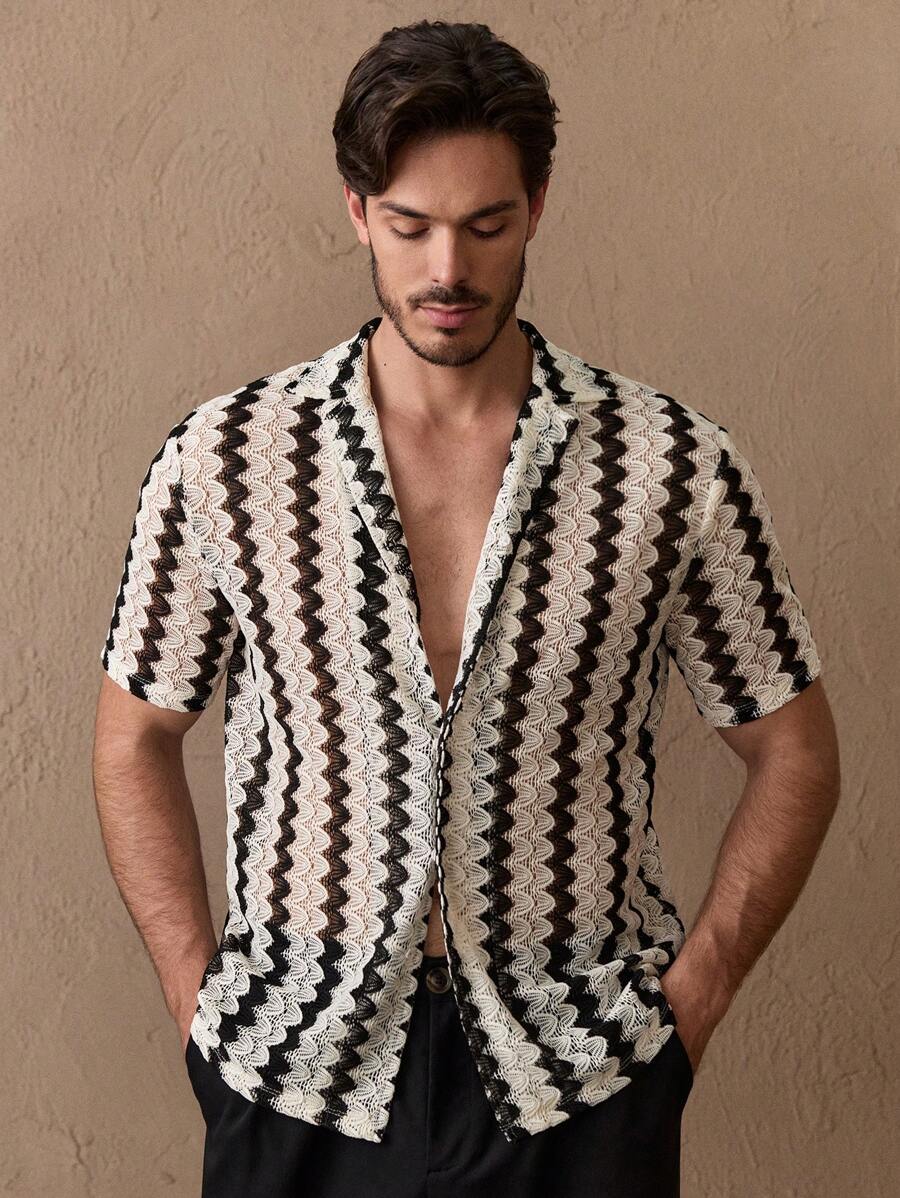 Elias – Jacquard Kurzarmhemd Herren Regular Fit Lässig 1