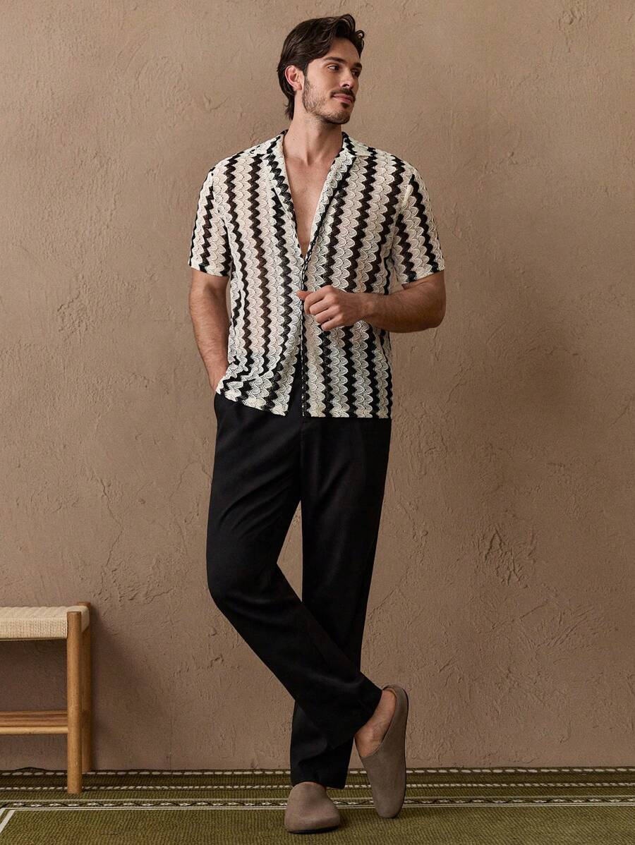 Elias – Jacquard Kurzarmhemd Herren Regular Fit Lässig 2
