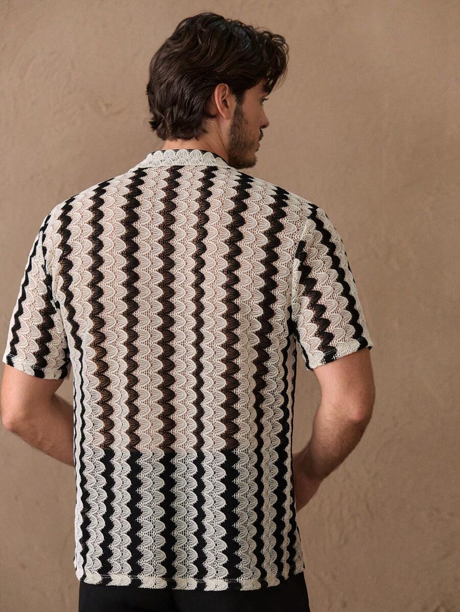 Elias – Jacquard Kurzarmhemd Herren Regular Fit Lässig 3