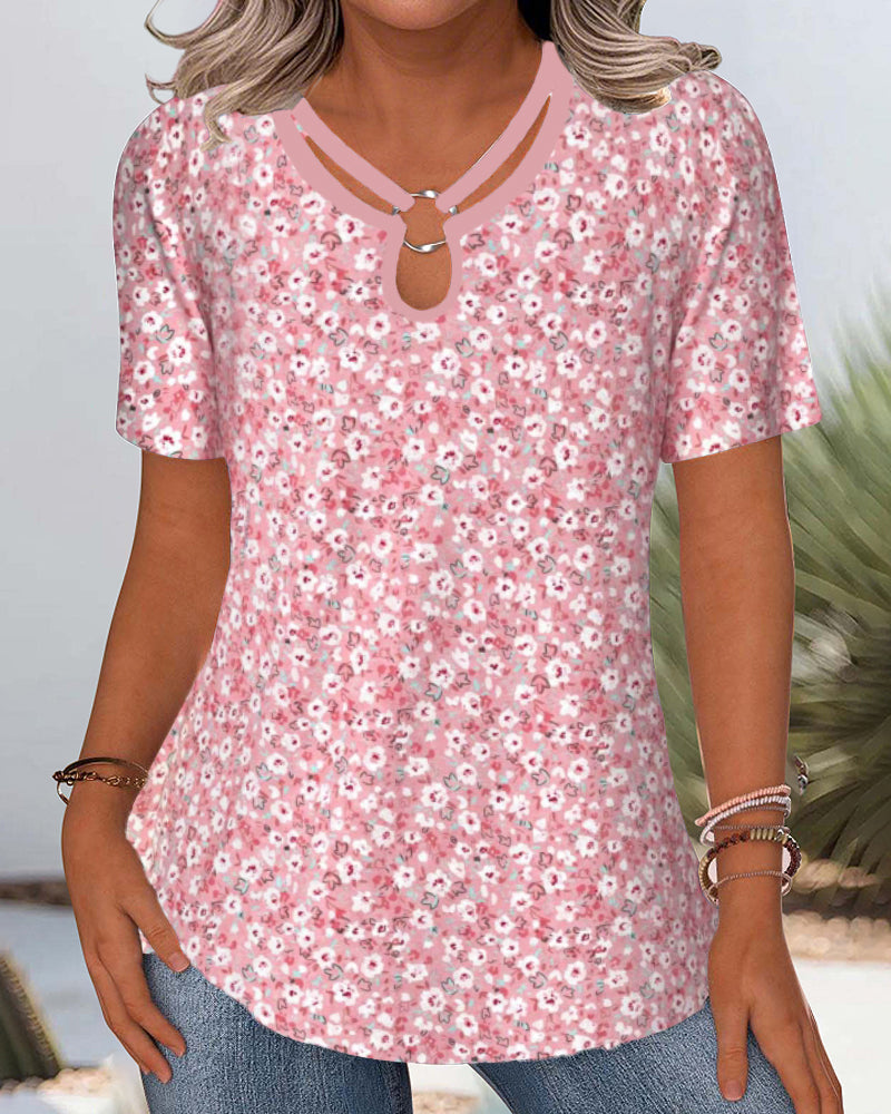 Ema- T-Shirt Bedruckt Lässig Komfort Rosa 2