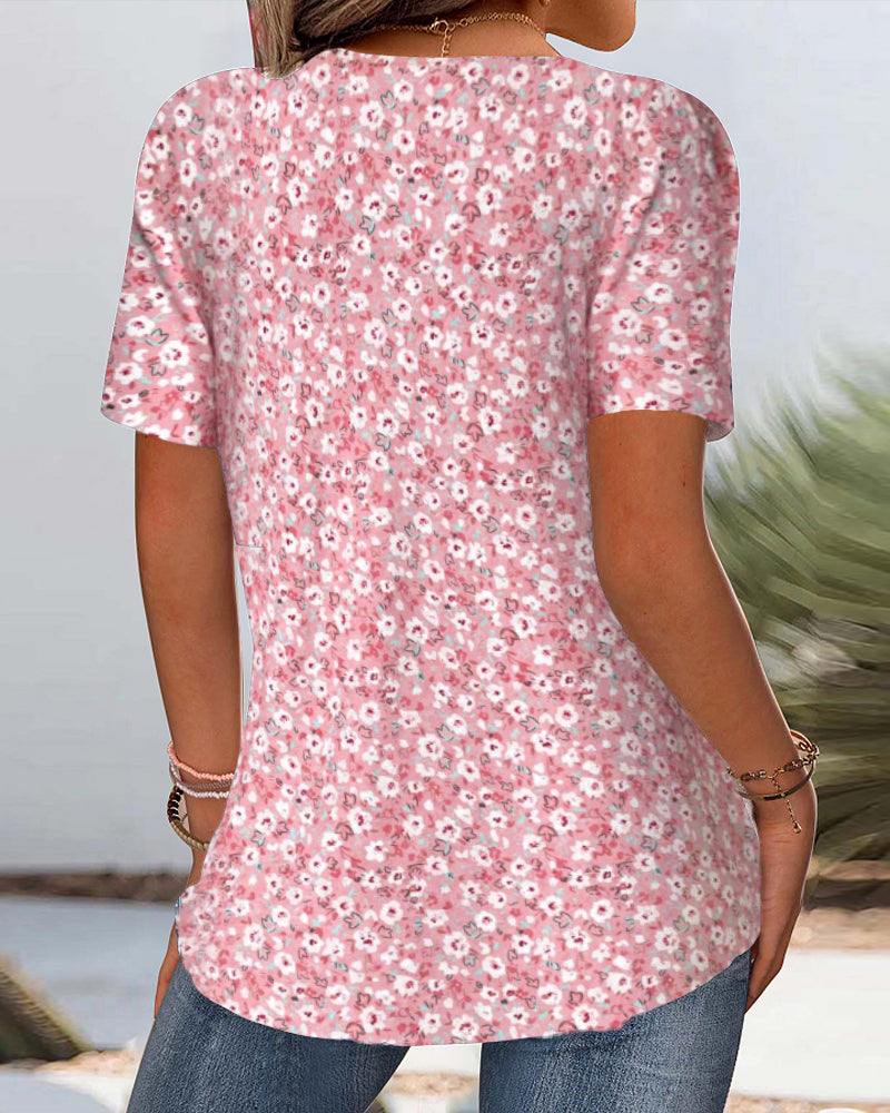 Ema- T-Shirt Bedruckt Lässig Komfort Rosa 4