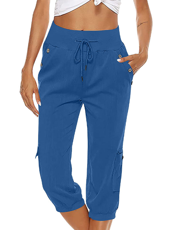 Emyra - Kordelzughosen mit Taschen für Damen Blau