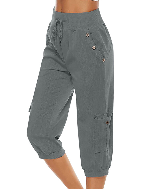 Emyra - Kordelzughosen mit Taschen für Damen Grau