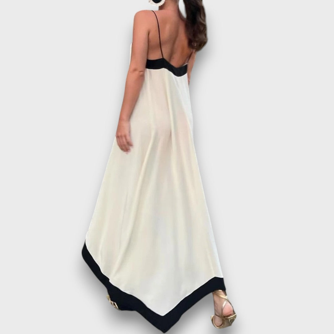 Enya – Maxikleid mit Kontrastkante weißer Buchstabe 2