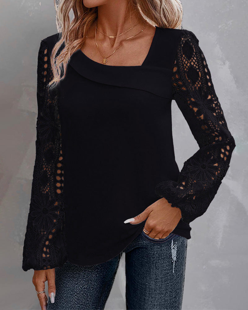 Erna - Lässige Bluse mit Spitze Schwarz