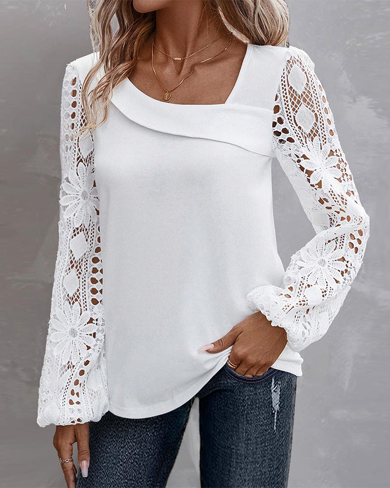 Erna - Lässige Bluse mit Spitze Weiß
