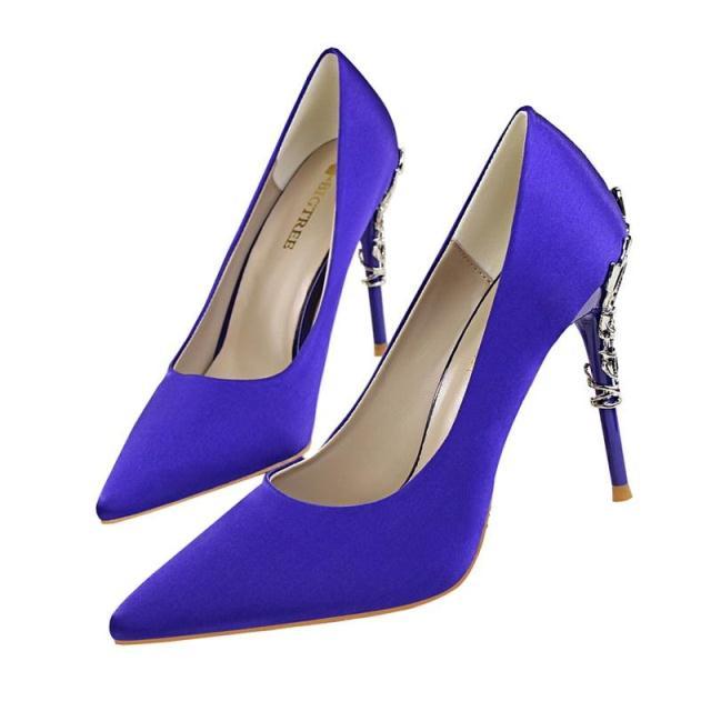 Ernestine - Elegante Damen Pumps für Hochzeit und besondere Anlässe mit Metallabsatz Blau