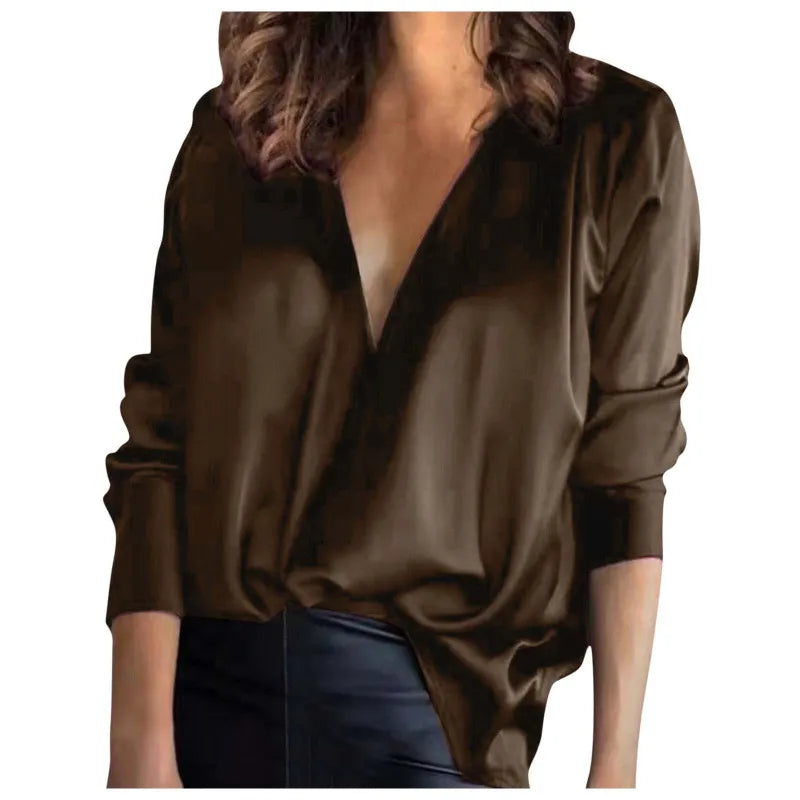 Esmée - Bluse mit V-Ausschnitt für Damen Kaffee