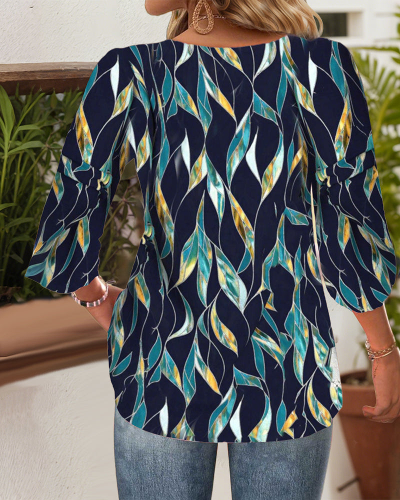 Estella- Bluse Casual V-Ausschnitt Blau 2