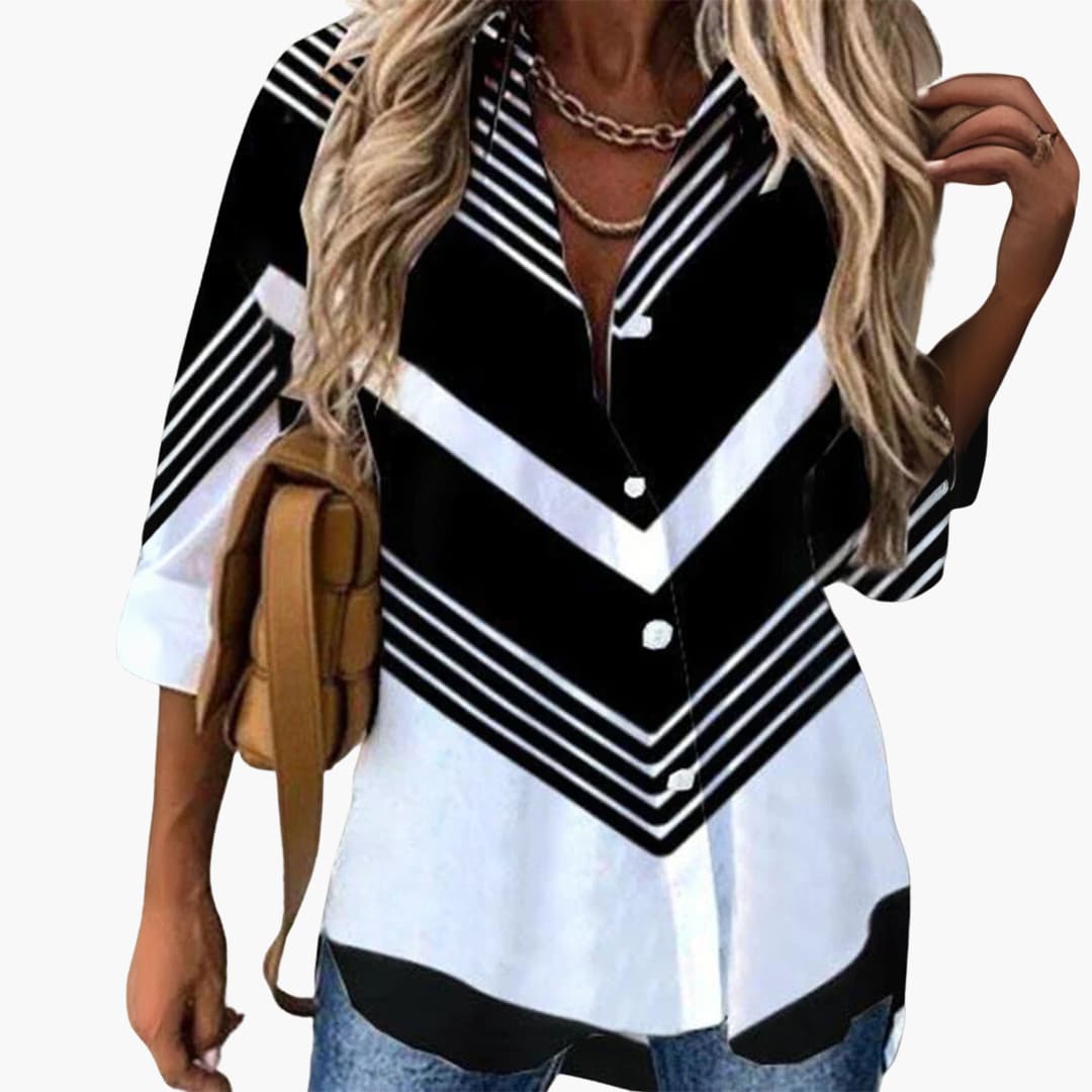 Felizia - Casual Bluse für Damen mit Blumenmuster - Locker & Elegant Schwarz
