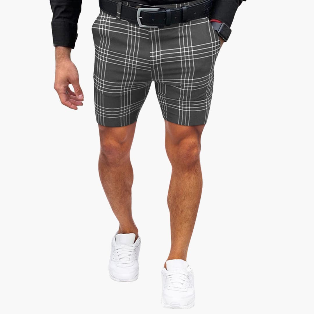 Fenix - Herren Shorts mit Karomuster und Seitentaschen für Sommer Grau