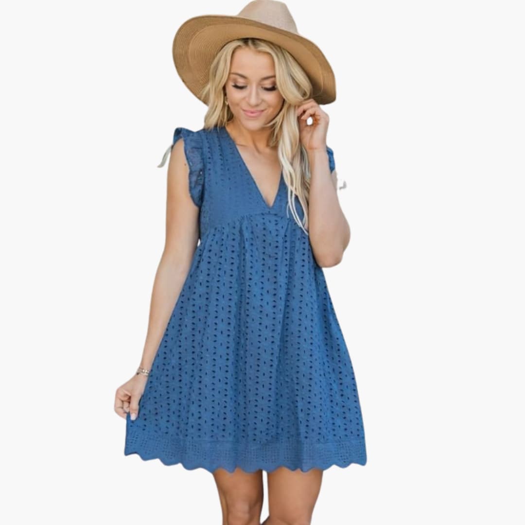 Filina - Sommerkleid Damen Freizeitkleid Dunkelblau