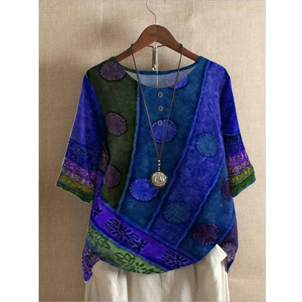 Flóra- Gekleurde Boheemse top Blau