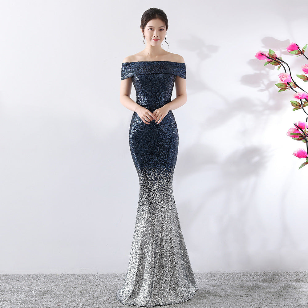 Florentine – Figurbetontes Abendkleid für Partyanlässe Navy Blau mit Gold