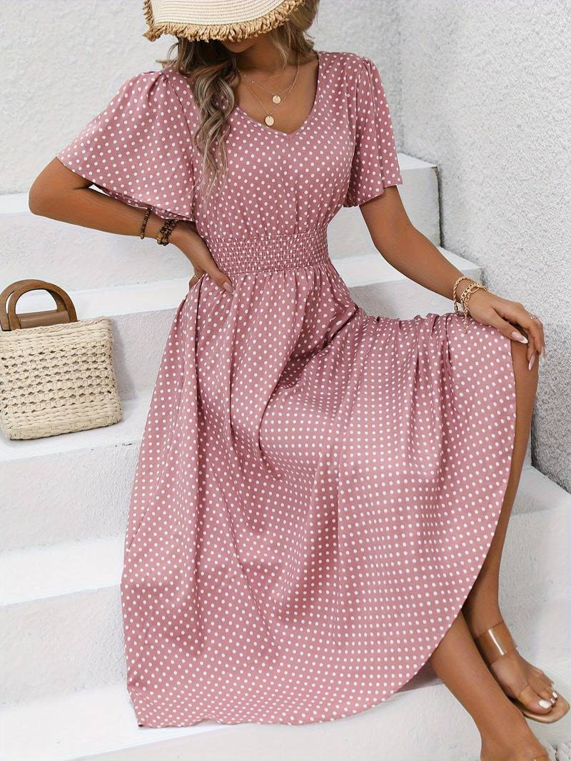 Floriane – Leichtes Midi-Sommerkleid für Damen Blassrosa-Grau