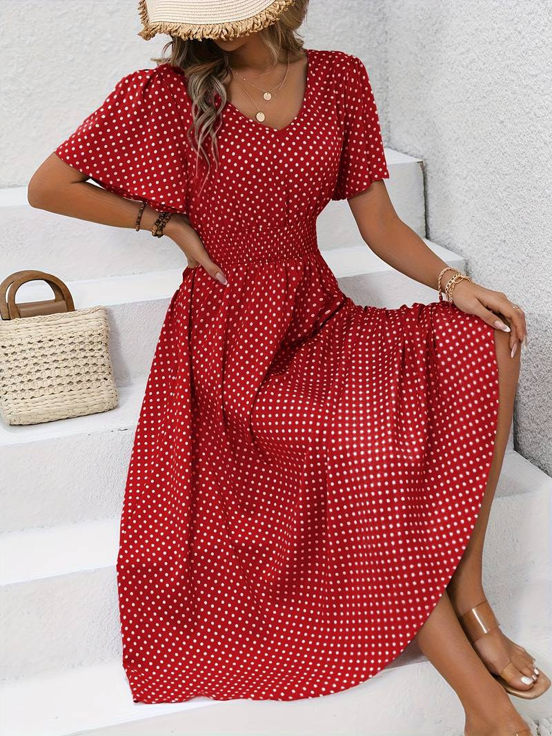 Floriane – Leichtes Midi-Sommerkleid für Damen Dunkelrot