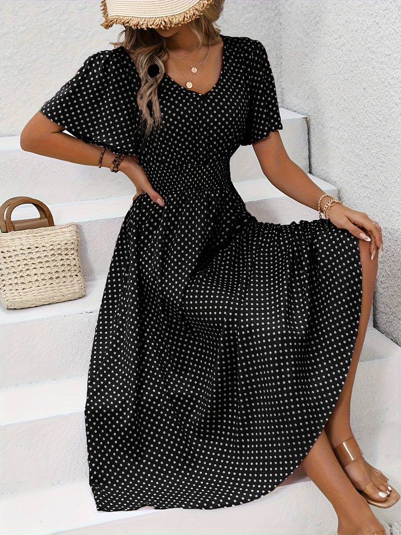 Floriane – Leichtes Midi-Sommerkleid für Damen Schwarz