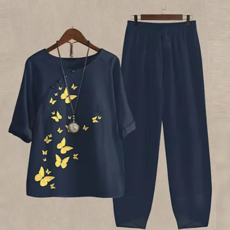 Florinda – Leichtes Damen Sommer Outfit im Set Blau