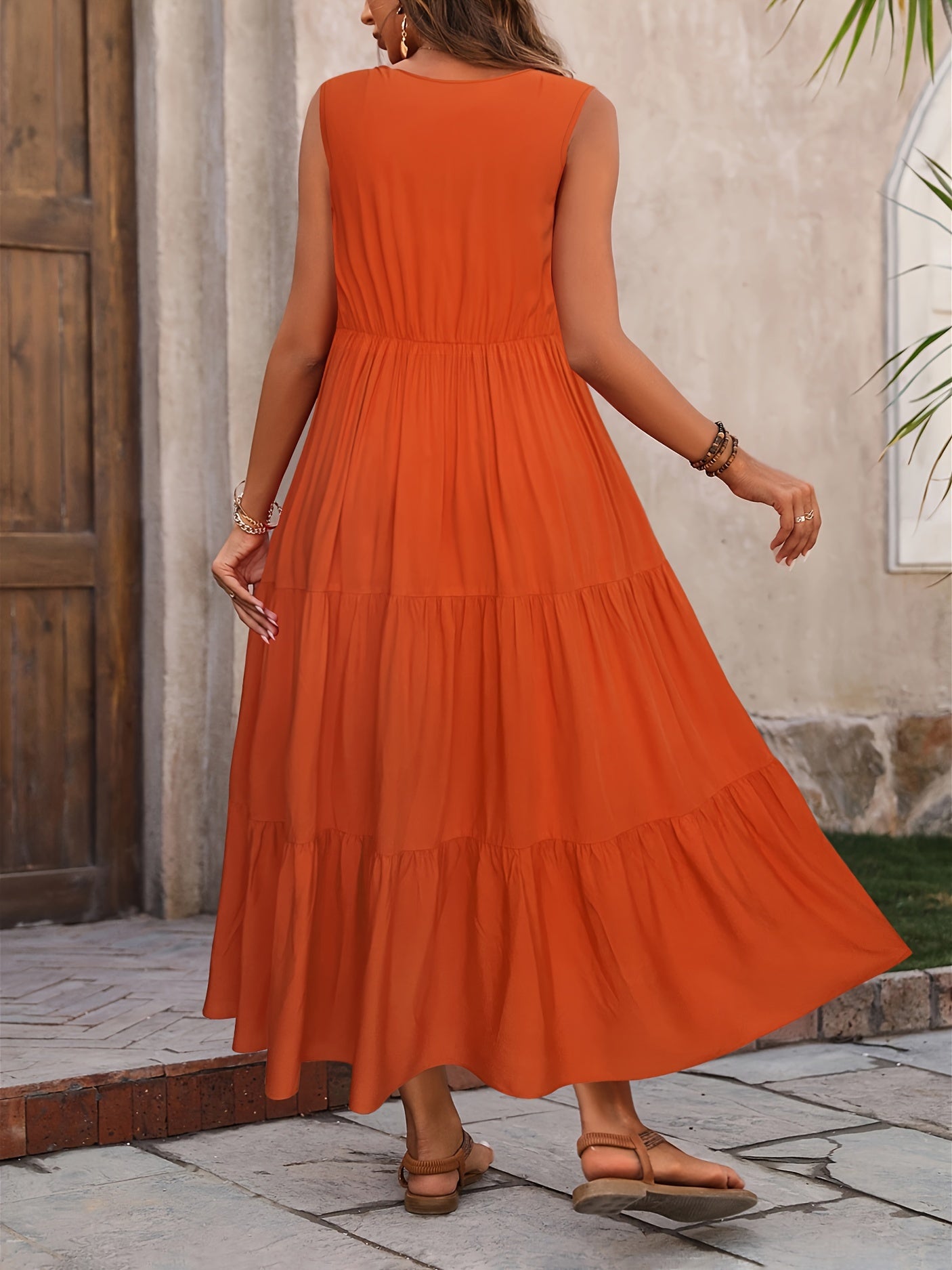 Franca – Ärmelloses Layering-Kleid mit V-Ausschnitt für Damen Orange 2