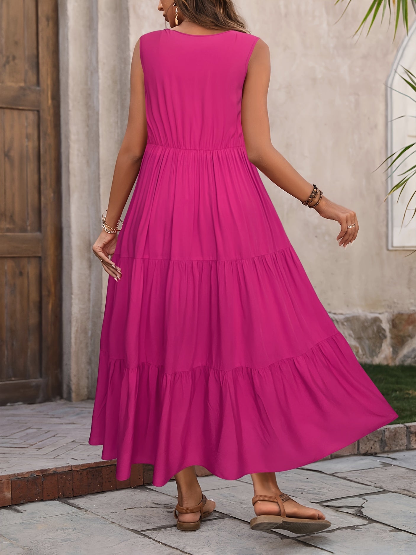 Franca – Ärmelloses Layering-Kleid mit V-Ausschnitt für Damen Rosa Rot 1