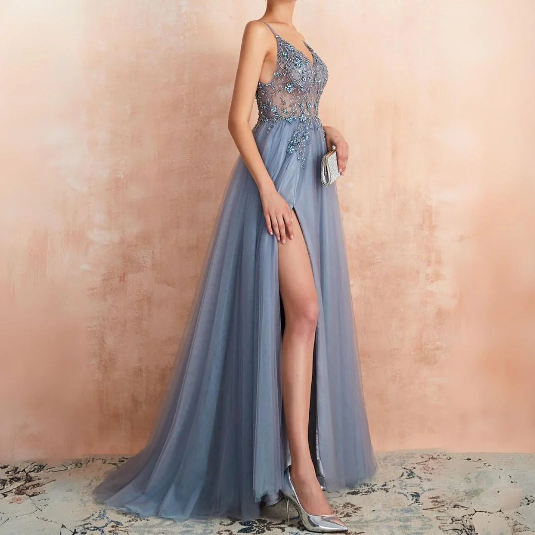 Frayana - Hochzeitsgast Abendkleider Maxi Blau