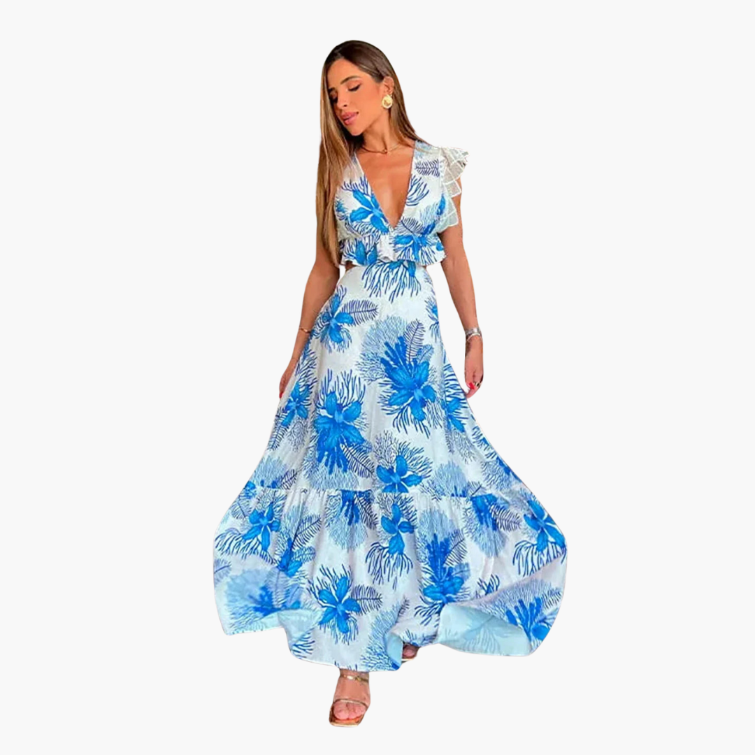 Gerda – Modisches Spitzen-Maxikleid für den Abend Blau
