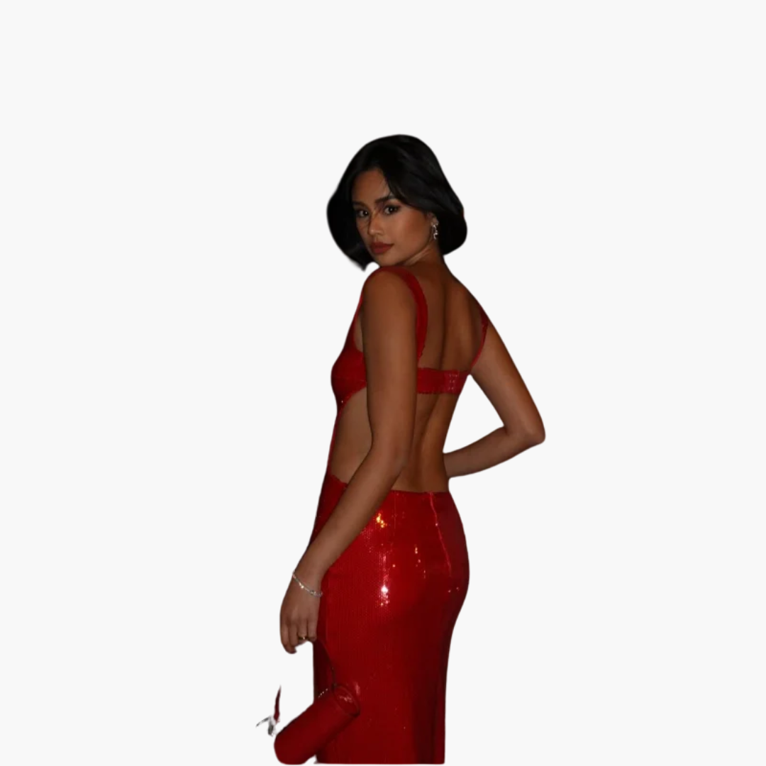 Gerhild – Elegantes Abendkleid mit Pailletten für Damen Rot