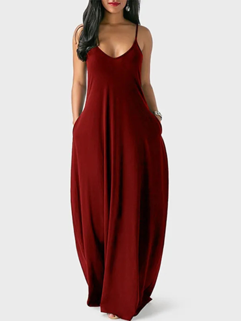 Gesina – Strand-Sommerkleid in Midilänge für Damen Burgund