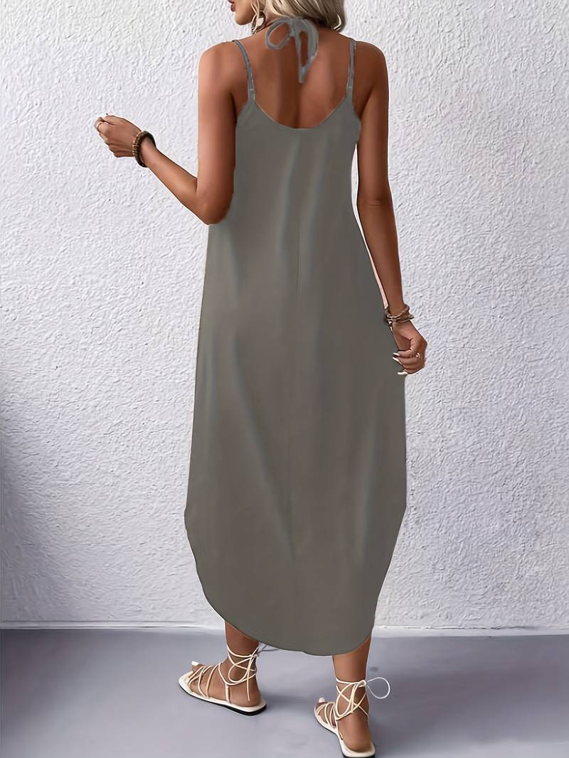 Gesina – Strand-Sommerkleid in Midilänge für Damen Grau