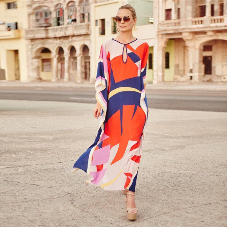Gretchen- Damen Maxi Kaftan mit künstlerischem Muster Geometric 5-0-cib-0-cib-0-cib