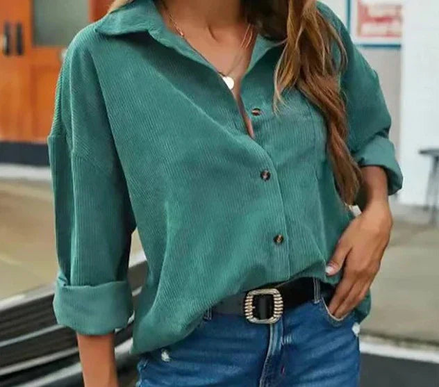 Gunilda – Elegante Damenbluse mit langen Ärmeln Grün
